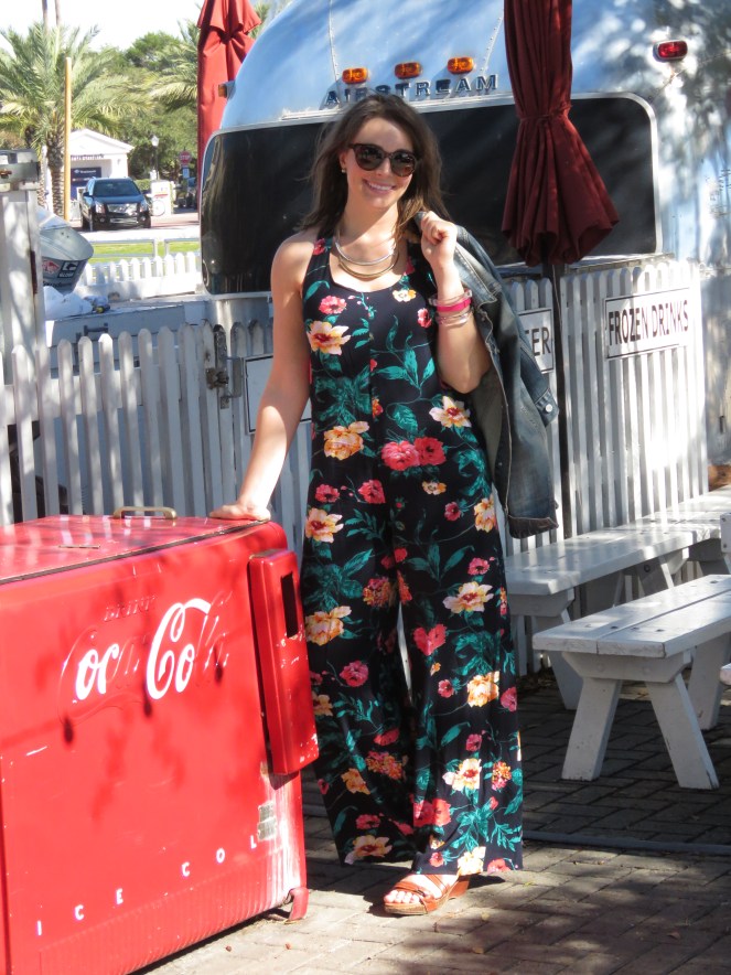 boho babe, sarah in style, 1970's, hippie chic, floral onesie, fashion blogger