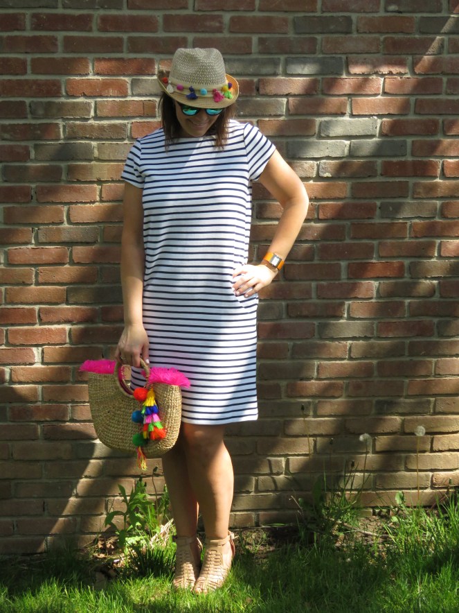 european vacation, striped dress, 1 dress 3 ways, sarah in style, sporty, chicago blogger, windy city bloggers