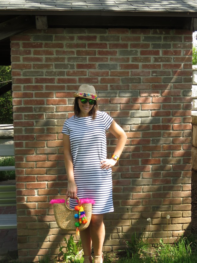european vacation, striped dress, 1 dress 3 ways, sarah in style, sporty, chicago blogger, windy city bloggers