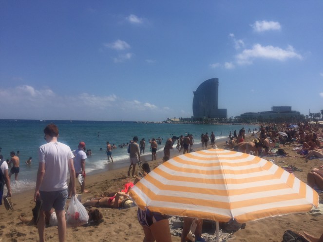 barceloneta beach, el nacional, barcelona, spain, park guell, sagrada familia, el born, el nacional, sarah in style, travel blogger, european adventure, windy city bloggers