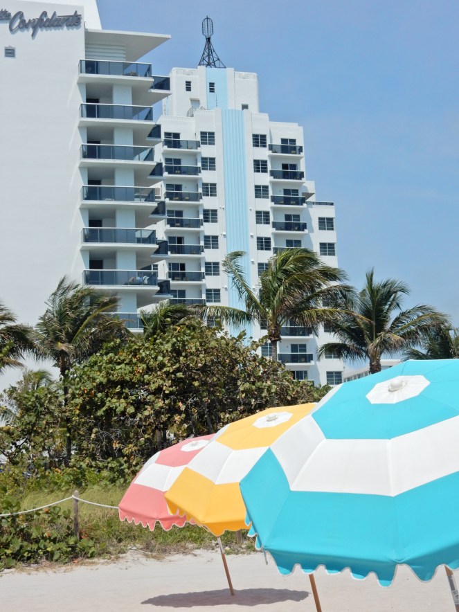 The Confidante, The Confidante Miami Beach, Confidante Miami, Hyatt Hotels, Hyatt, Hyatt Miami, South Beach, Miami hotels, south beach hotels, beach umbrellas, tropical oasis, lush pool, pastels, cabana stripes, cute beaches, patio furniture, art deco, mid-century modern, Sarah Meyer, sarah in style, sarahinstyle.com, design blog, design blogger, Florida beaches