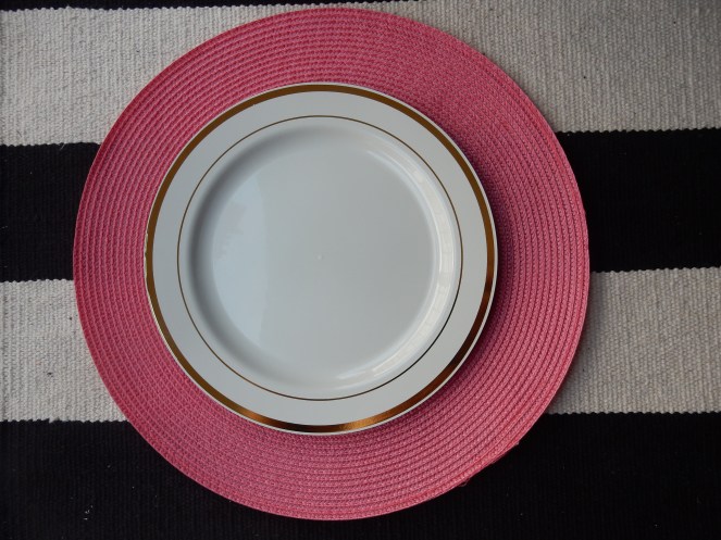 Sarah In Style, Dining Decor, Flirty Florals. Entertaining, Hosting, Event Planning, Decor, Decorating, Tablescape, Table decor, Table layout, Pier 1, Target, floral napkin rings, decorating on a dime, decorating on a budget, gold silverware, plastic gold silverware 