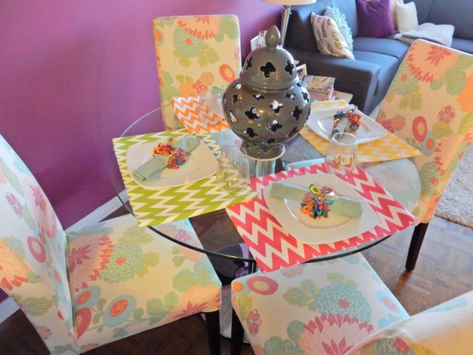 placemats, zigzag, Dining Decor, Table Decor, Table Decorations, Table Settings, Decorating, Home Decor, Linens, Sarah In Style, Sarah Meyer, sarahinstyle.com, design blogger, decorating blog, Chicago design, pier one, Thibaut, Dania, Crate & Barrell