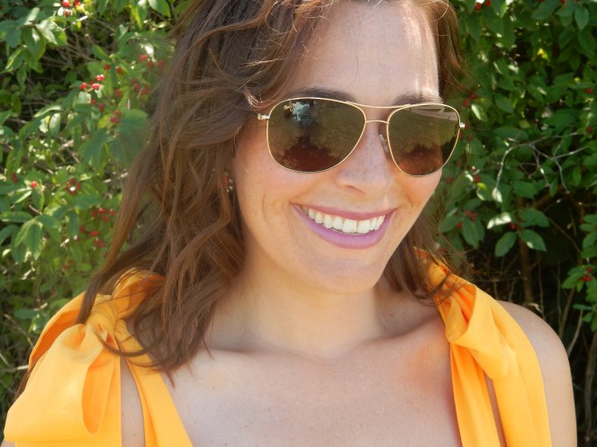 Maui Jim, Cliff House, Gold Aviators, PolarizedPlus2®, Kate Spade, Camel Accessories, Camels, Bow Dress, Yellow Dress, Yellow Bow Dress, Whimsical Fashion, Whimsical Accessories, Sarah In Style, Sarahinstyle.com, Sarah Meyer, fashion blog