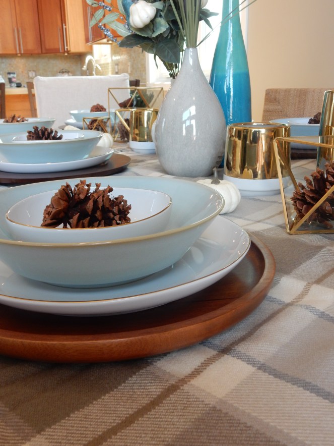 Dining Decor, Tablescape, Fall Table Decor, Fall Table, Fall Decorations, Fall Entertaining, Table Setting, West Elm, Pottery Barn, Cool Hued Fall Blues, Sarah In Style, Design blogs, design blogger, interior decorating, Sarah Meyer, cindi sodolski, warm table decor