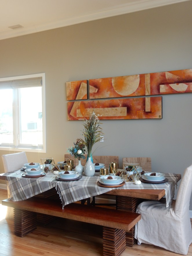 Dining Decor, Tablescape, Fall Table Decor, Fall Table, Fall Decorations, Fall Entertaining, Table Setting, West Elm, Pottery Barn, Cool Hued Fall Blues, Sarah In Style, Design blogs, design blogger, interior decorating, Sarah Meyer, cindi sodolski, warm table decor