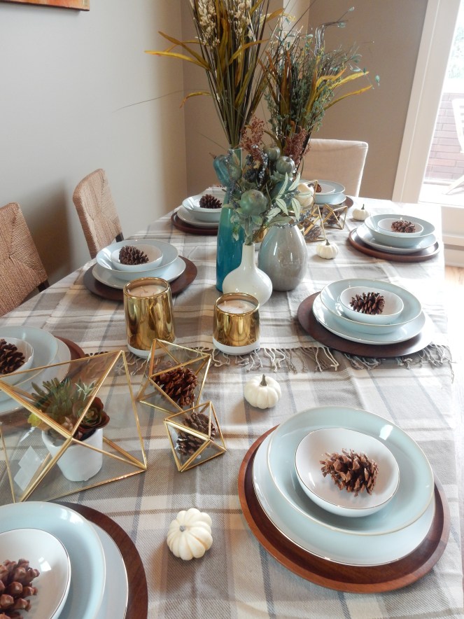Dining Decor, Tablescape, Fall Table Decor, Fall Table, Fall Decorations, Fall Entertaining, Table Setting, West Elm, Pottery Barn, Cool Hued Fall Blues, Sarah In Style, Design blogs, design blogger, interior decorating, Sarah Meyer, cindi sodolski, warm table decor