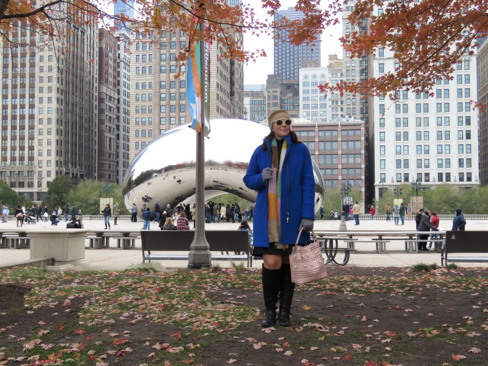 fall style, Blue coat, winter coat, colorful coat, J Crew, Winter fashion, what coat to buy, chicago skyline, chicago, millenium park, the bean, cloud gate, pritzker pavilion, maggie daley park, nectar sunglasses, nectar, sarah in style, sarah meyer, fashion blog, fashion blogger, winter style, no blues about it, a day in millenium park