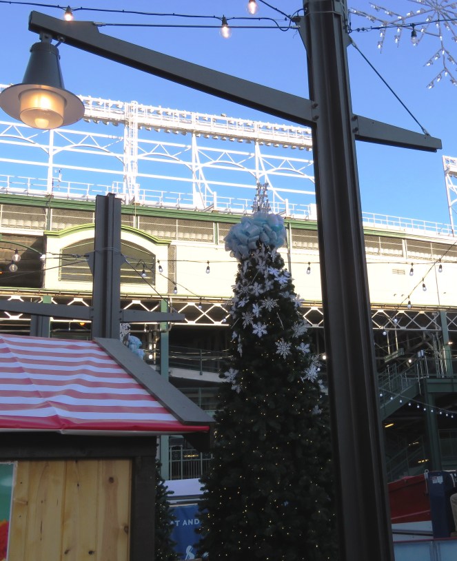 Christmas Market, Chriskindlemarket, Christkindlmarket, chicago traditions, chicago, chicago christmas, the park at wrigley, what to do in chicago this weekend, chicago activities, sarah in style, sarahinstyle.com, sarah meyer, family traditions, pink ruffled sweater, green jcrew coat, wrigley field, daley plaza, naperville