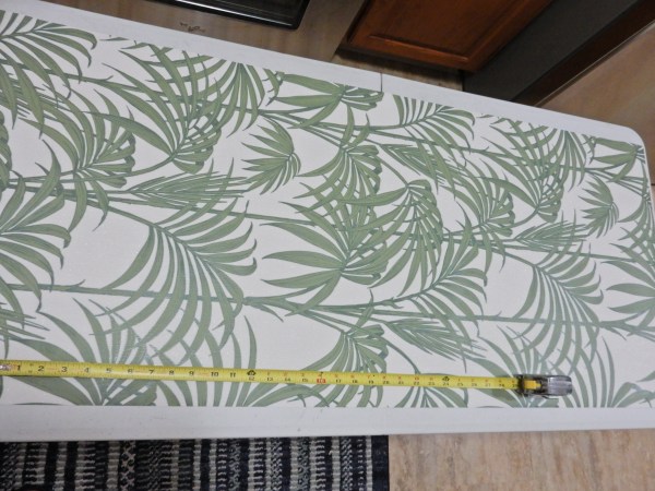 before and after, bathroom renovation, vintage green tile, vintage tile, bathroom oasis, tropical bathroom, wallpaper projects, bold wallpaper, wallpaper updates, bathroom updates, cabana striped valance, navy and white stripes, palm leaf wallpaper, Graham & Brown, Graham and Brown, wallpaper tips, wallpaper DIY, Sarah In Style, blogger DIY, apartment therapy before and after