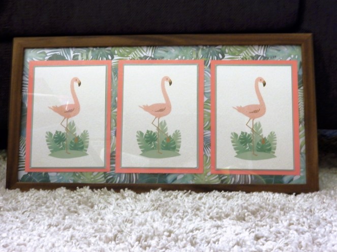 Fluff Your Feathers, Ready to Flamingle, Flamingo Inspiration, Flamingos, Flamingo Art, Flamingo Decor, Flamingo Decorations, Tropical Decor, Tropical Decorations, DIY Art, DIY projects, DIY framing, card art, Sarah Meyer, Sarah In Style, Palm Print art