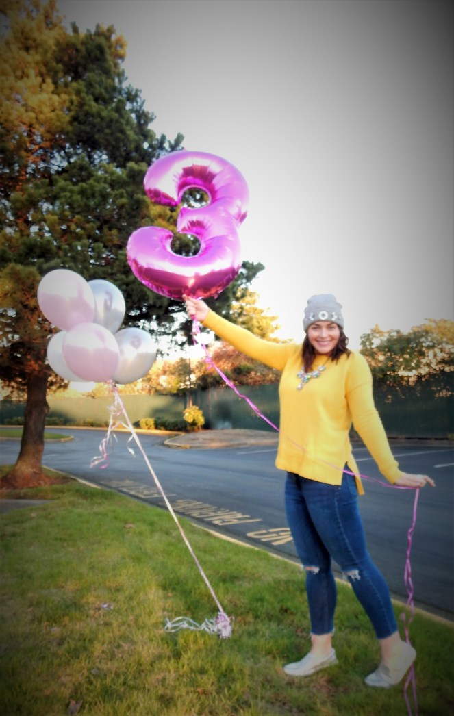 Sarah In Style 3rd Blogaversary, Blogaversary, Blog Birthday, Sarah In Style, Highlights of blogging, coming soon to my blog, blog thank you, yellow Gap sweater, bold statement necklace, 3 years, rhinestone beanie