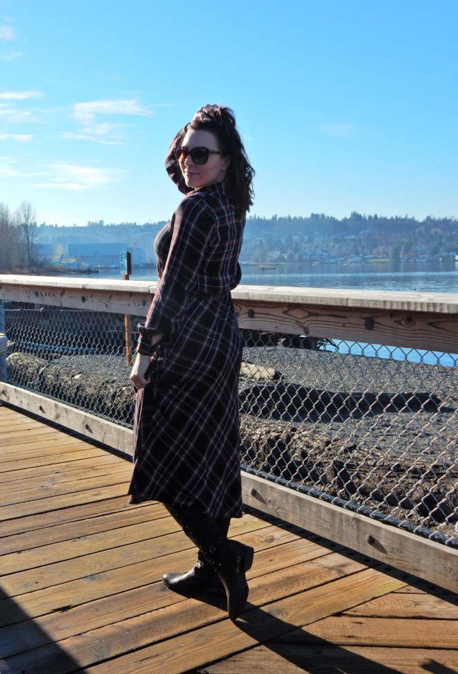 H&M Plaid Shirtdress, plaid dress, h&m plaid dress, plaid is rad, pretty in plaid, winter plaid, how to wear plaid, cool plaid pieces, plaid fashion, Renton WA, Renton Washington, Vince Camuto, Vince Camuto Brown Boots, Soft Surroundings, Sarah In Style, Sarah Meyer, Winter fashion advice, what to wear this winter