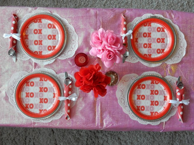 Dining Decor, Valentines Decorations, Valentines Table, Valentines Meal Ideas, Sarah In Style, Sarah Meyer, interior decorating, tablescape, decorating ideas, table ideas, February table, decorating blog, decorating blogger, Dollar Tree, decorating on the cheap, cheap party planning tips, cheap party planning