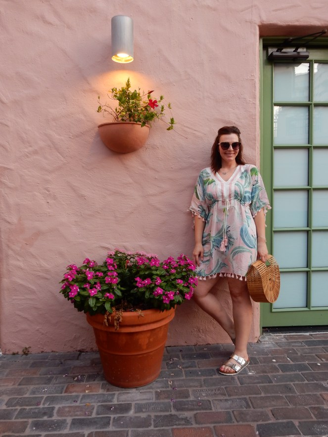 Sarah In Style, SarahInStyle, SarahInStyle.com, Sarah Meyer, Pink Palace, The Vinoy, The Vinoy Renaissance, St. Petersburg Hotels, Swim Cover Up, Swim cover ups, Spartina, Pink palm print, Palm print swim, Pink hotels, swim accessories, vacation styling, what to pack for vacation, day to night looks, from beach to chic, Marriott Hotels, Pretty in Pink