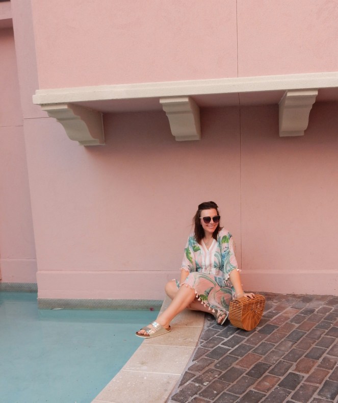 Sarah In Style, SarahInStyle, SarahInStyle.com, Sarah Meyer, Pink Palace, The Vinoy, The Vinoy Renaissance, St. Petersburg Hotels, Swim Cover Up, Swim cover ups, Spartina, Pink palm print, Palm print swim, Pink hotels, swim accessories, vacation styling, what to pack for vacation, day to night looks, from beach to chic, Marriott Hotels, Pretty in Pink