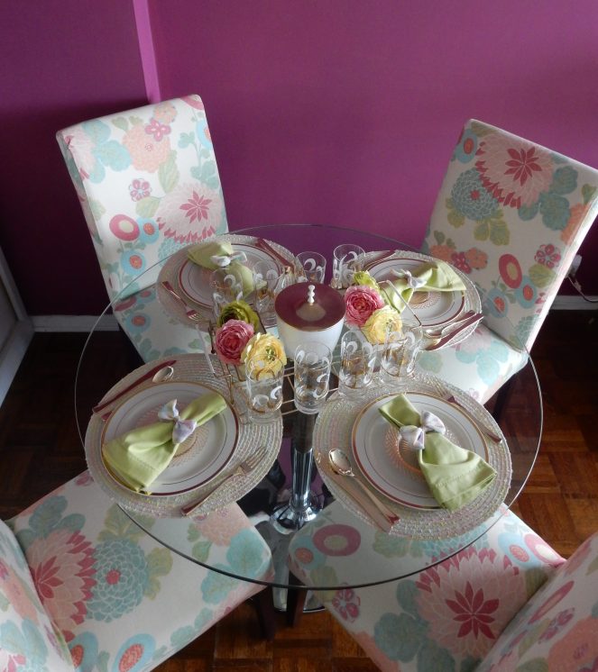 Dining Decor, Tablescape, Tablescapes, Sarah In Style, Sarah Meyer, Black and White Table, Black and White Halloween, Halloween Party ideas, Cute table decor, decorating on the cheap, Blogger design ideas, blogger party ideas, spring table decor, Easter table decor, Easter bows, Easter table, spring decor, vintage bar cart, vintage drink ware, vintage glasses, gold and pink, setting the table, dressing up your table, wrapped in bows, bowtiful, Easter 2020, spring celebrations