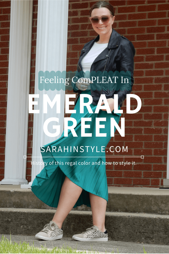 emerald green, pleated skirt, compleat in emerald, jewel tone fashion, jewel tone skirts, Bomber jacket, leopard sneakers, soft surroundings sneakers, cropped sweater, Chicago fashion 2020, fashion trends 2020, spring fashion trends, spring fashion 2020, spring must have clothing, midi skirt, midi skirts, midi-skirt, best skirts for spring, cute midi skirts, cute skirts, classic fashion pieces, versatile clothing, styling tips, transitional clothing, flattering skirts, flattering bottoms, fashion blogger style tips, what to wear, who what wear, What I wore, Sarah Meyer, Sarah In Style, leopard midi skirt, sneakers and skirts, francesca's sunglasses