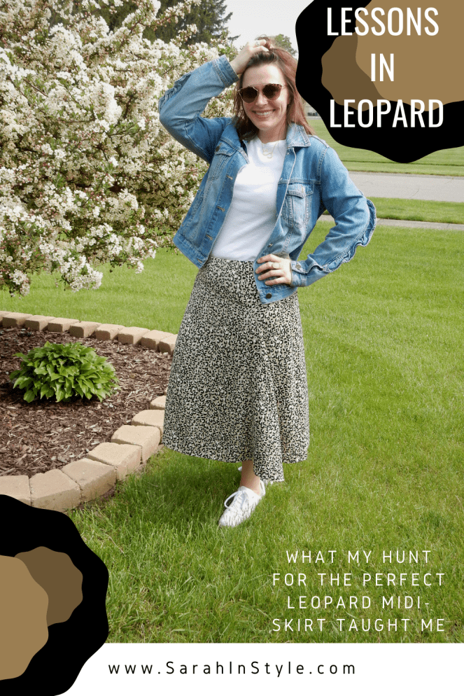 oversized denim jacket, ruffled denim jacket, leopard skirts, perfect summer skirts, classic summer fashion, cute skirts, Who What Wear, Macy's Herald Sqaure, initial necklace, emerald green, pleated skirt, compleat in emerald, jewel tone fashion, jewel tone skirts, Bomber jacket, leopard sneakers, soft surroundings sneakers, cropped sweater, Chicago fashion 2020, fashion trends 2020, spring fashion trends, spring fashion 2020, spring must have clothing, midi skirt, midi skirts, midi-skirt, best skirts for spring, cute midi skirts, cute skirts, classic fashion pieces, versatile clothing, styling tips, transitional clothing, flattering skirts, flattering bottoms, fashion blogger style tips, what to wear, who what wear, What I wore, Sarah Meyer, Sarah In Style, leopard midi skirt, sneakers and skirts, francesca's sunglasses