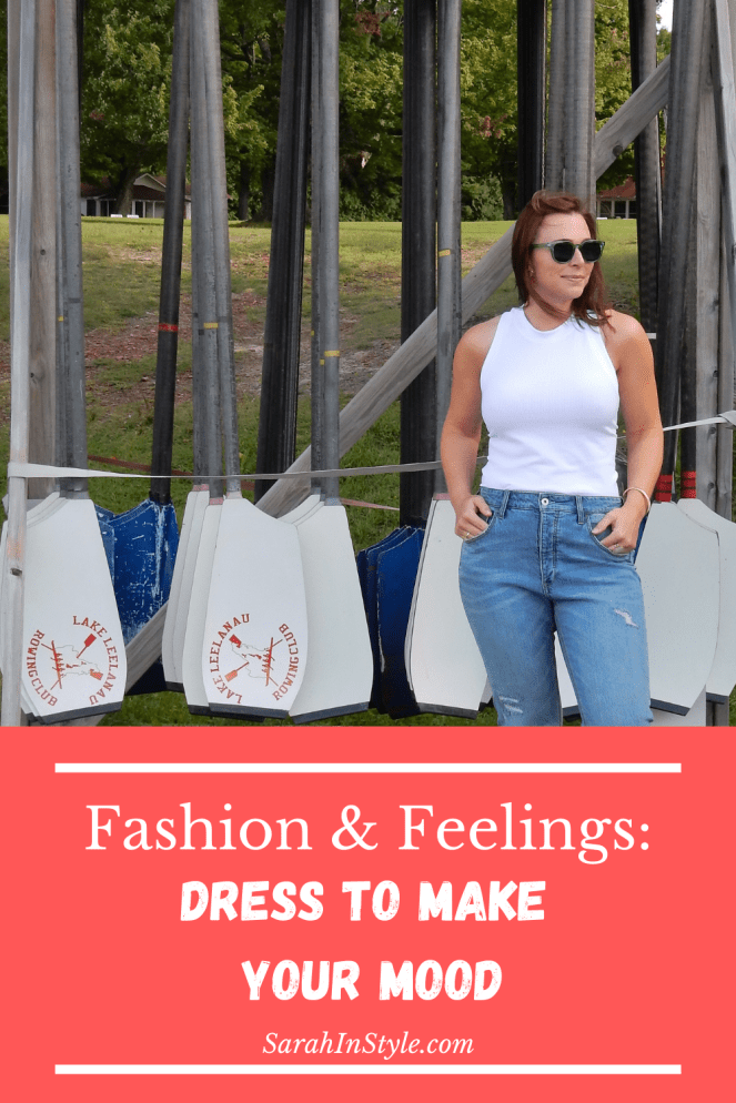 Dress to make your mood, Sarah In Style, SarahInStyle.com, Sarah Meyer, Judith March, Anthropologie Jeans, High waisted jeans, Palm Print Jacket, Palm Tree Earrings, White Racerback tank, Athleta Tank tops, studded sandals, green sunglasses, Sunglass Warehouse, #getoutthere, Fountain Point Resort, Michigan Resorts, Up North Michigan, Fashion to fit your mood, How to dress on a gloomy day, Fashion is fun, You can wear white after labor day, Make fashion your own, Style advice to lift your mood, Dress to fit the mood you want, fashion blogger, blogger style advice, blogger fashion tips, Michigan fashion, Midwest Fashion