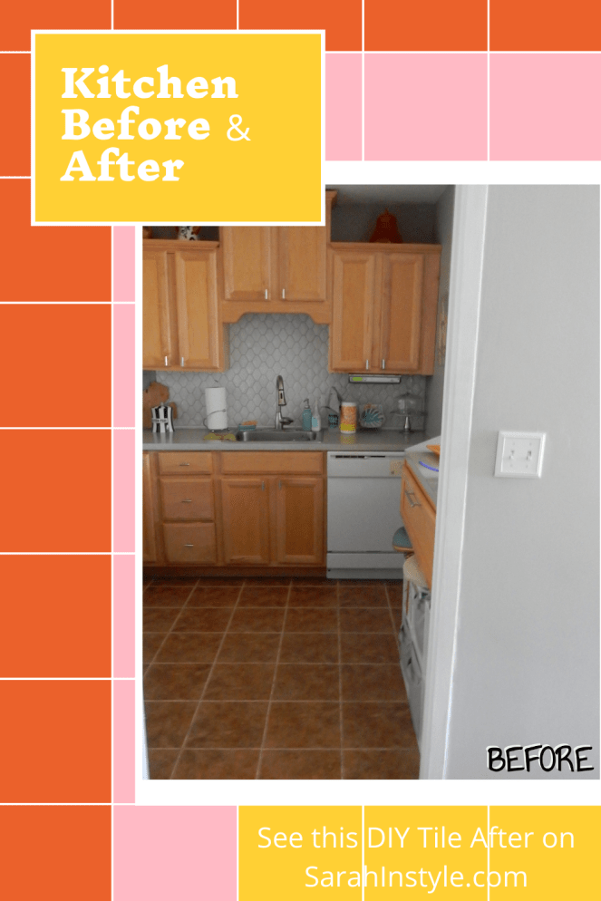 Sarah In Style, SarahInStyle.com, DIY Blog, Design Blog, Home Renovations, Kitchen Before and After, Kitchen Before and Afters, How to lay tile, DIY Kitchen Floors, DIY Peel and Stick Tile, DIY Peel & Stick Tile, DIY Tile, DIY Floor Tile, Floor Pops, Floor transformation, How to brighten a kitchen, Modern Floor Tile, Gray and white floor tile, Spanish Floor Tiles, DIY inspirations, Blogger DIY Tips, Blogger Design Tips