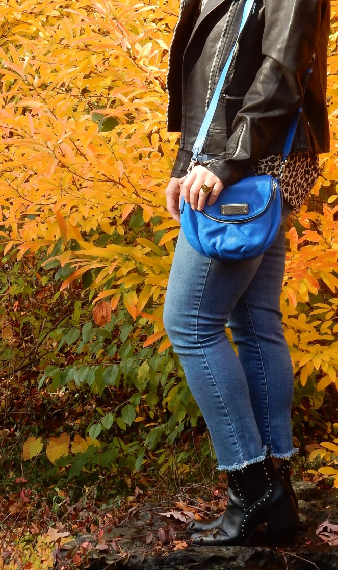 leather jacket, leather bomber, women's leather bomber, Topshop coats, Topshop leather jacket, Nordstrom Leather jacket, Leopard t-shirt, Leopard beanie, Blue crossbody bag, blue marc jacobs bag, sunglass warehouse, cool sunglasses, cute cheap sunglasses, get out there, #getoutthere, Sarah In Style, Sarah Meyer, fall fashion accessories, fall fashion must haves, the perfect jacket for any location, the perfect jacket for any season, falls must have coats, falls must have jackets, Sam Edelman booties, black studded booties, Cute fall fashions, how to dress for fall, leopard and leather, blogger fashion i