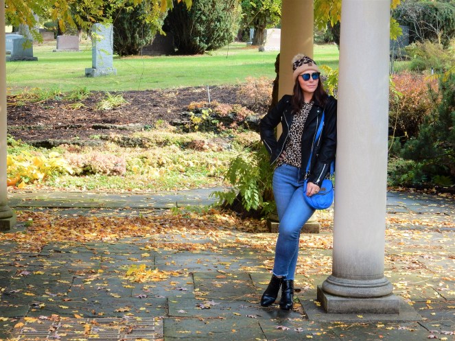 leather jacket, leather bomber, women's leather bomber, Topshop coats, Topshop leather jacket, Nordstrom Leather jacket, Leopard t-shirt, Leopard beanie, Blue crossbody bag, blue marc jacobs bag, sunglass warehouse, cool sunglasses, cute cheap sunglasses, get out there, #getoutthere, Sarah In Style, Sarah Meyer, fall fashion accessories, fall fashion must haves, the perfect jacket for any location, the perfect jacket for any season, falls must have coats, falls must have jackets, Sam Edelman booties, black studded booties, Cute fall fashions, how to dress for fall, leopard and leather, blogger fashion ideas, blogger fashion tips