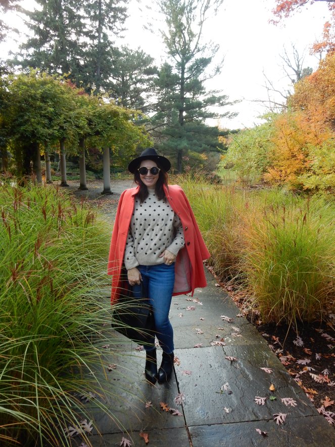 Sarah In Style, Coral Coat, Colorful Winter Coats, J. Crew Coat, Best Winter Coats, Best Winter Jackets, Fashion for your Mood, Mood Booster, Fashion Inspiration, Winter Fashion Tips, How to Dress in Winter, Best Coats 2020, Blogger Fashion Tips, Blogger Winter Fashion, Women's Goggle Sunglasses, Black Studded Booties, Chunky Sweaters, Styling Hats, Unique Sunglasses, Vintage Sunglasses, Winter Styling Tips, Stand Out Fashion, Stand out in Winter, Chicago Fashion, pop of color, color in wardrobe, peppy color in winter, winter pops of color