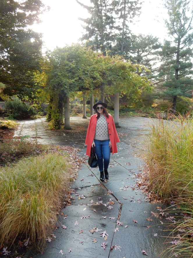 Sarah In Style, Coral Coat, Colorful Winter Coats, J. Crew Coat, Best Winter Coats, Best Winter Jackets, Fashion for your Mood, Mood Booster, Fashion Inspiration, Winter Fashion Tips, How to Dress in Winter, Best Coats 2020, Blogger Fashion Tips, Blogger Winter Fashion, Women's Goggle Sunglasses, Black Studded Booties, Chunky Sweaters, Styling Hats, Unique Sunglasses, Vintage Sunglasses, Winter Styling Tips, Stand Out Fashion, Stand out in Winter, Chicago Fashion, pop of color, color in wardrobe, peppy color in winter, winter pops of color