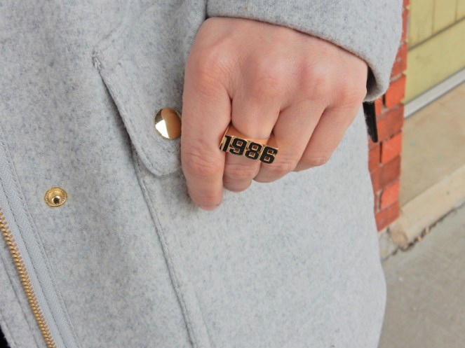 Sarah Meyer, Sarah In Style, SarahInStyle.com, Winter Fashion Trends, Colorful Winter Style, Best Winter Coats, Grey Wool Parka, J. Crew Coats, Best Winter Boots, Sperry Duck Boots, Pink Women's Boots, Ruffled Turtleneck, Personalized Jewelry, Personalized Ring, Year Ring, Commemorative Ring, Kate Spade Birdie Bag, Pink Ugg Socks, Pink Duck Boots, Blogger Fashion Tips, Blogger Fashion, How to dress for Winter, Cute Winter Style, Midwest Winter Fashion, Chicago Winter Fashion, Chicago Fashion Blogger