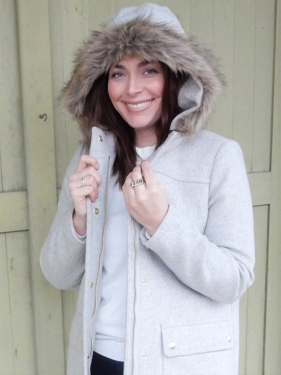 Sarah Meyer, Sarah In Style, SarahInStyle.com, Winter Fashion Trends, Colorful Winter Style, Best Winter Coats, Grey Wool Parka, J. Crew Coats, Best Winter Boots, Sperry Duck Boots, Pink Women's Boots, Ruffled Turtleneck, Personalized Jewelry, Personalized Ring, Year Ring, Commemorative Ring, Kate Spade Birdie Bag, Pink Ugg Socks, Pink Duck Boots, Blogger Fashion Tips, Blogger Fashion, How to dress for Winter, Cute Winter Style, Midwest Winter Fashion, Chicago Winter Fashion, Chicago Fashion Blogger