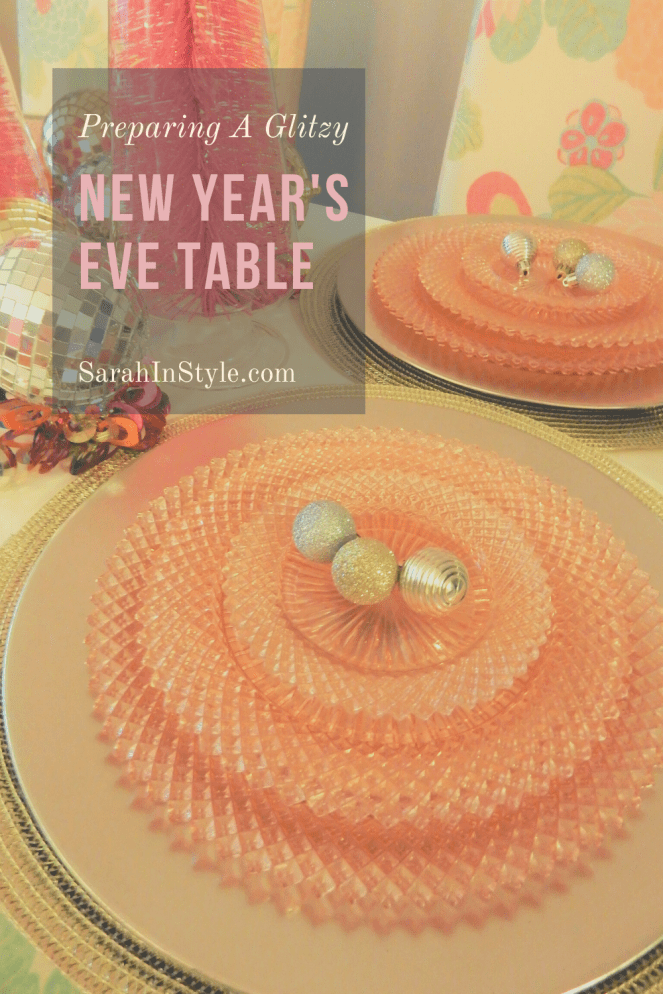 holiday table, holiday tablescape, christmas table, holiday table, christmas decorations, holiday decorating,  sarah in style, chicago blogger, holiday dining, holiday decor, lifestyle blogger, a peak at my table, Sarah Meyer, design blogger, NYE Table decor, Miss America glassware, Disco dining decor, Disco tablescape, New Year's Eve table decor, New Year's Eve tablescape, party planning tips, dinner party ideas