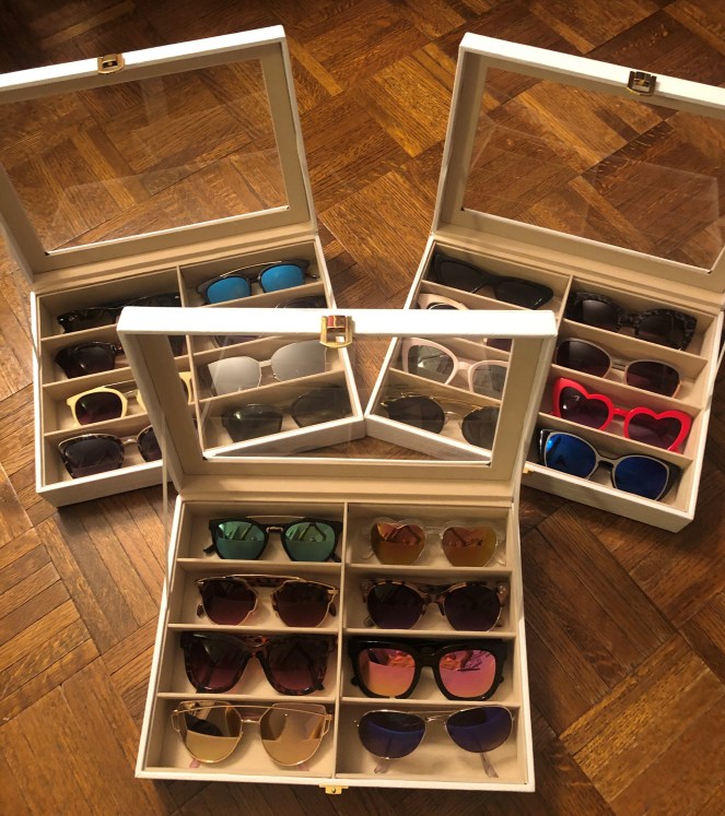 Sunglass Storage, Sunglass Cases, Cute Sunglass Cases, Slim Sunglass Cases, Cheap Sunglasses, Where to buy sunglasses, fun sunglasses, funky sunglasses, Unique sunglasses, Maui Jim sunglasses, Francesca's Sunglasses, Amazon Sunglass Organizer, Sunglass Organizer, Sunglass Warehouse, Blogger Accessories, Blogger Design Tips, Fashion Blogger Accessories, Sarah Meyer, Sarah In Style