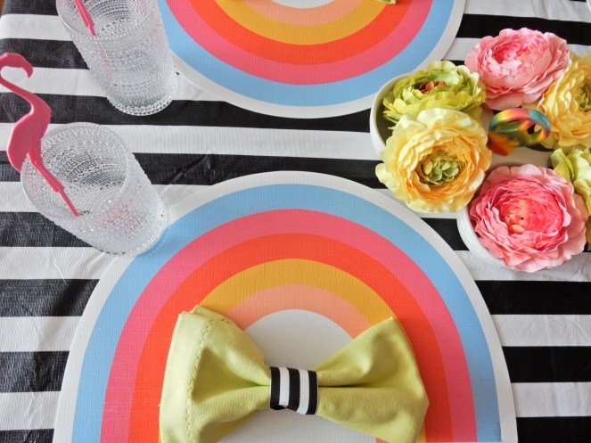 Black and white stripe summer tablescape