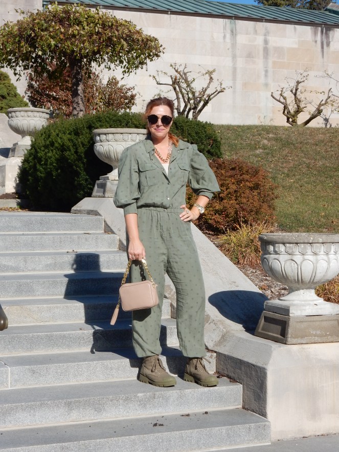 women's army green jumpsuit