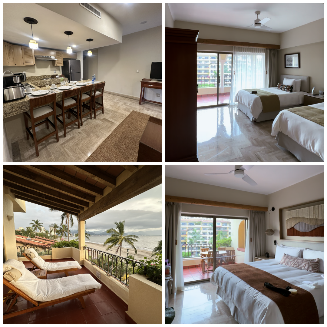 enovated two-bedroom suite with modern neutral decor at Velas Vallarta